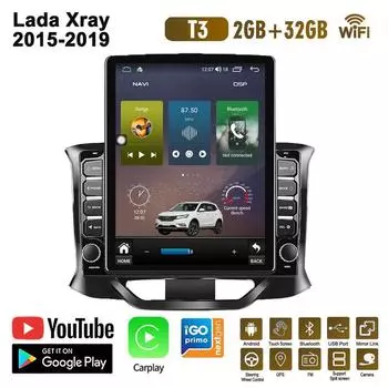 9,7-дюймовый автомобильный радиоприемник для Lada Xray 2015-2019 Android 2 DIN Tesla с вертикальным экраном Carplay Авто радио Мультимедийный плеер 2 + 32 ГБ
