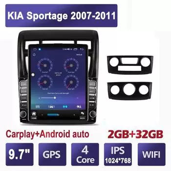 9,7-дюймовый автомобильный радиоприемник для KIA Sportage 2007-2011 Android 2 DIN Tesla вертикальный экран Carplay авто радио мультимедийный плеер 2 + 32 ГБ