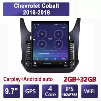 9,7-дюймовый автомобильный радиоприемник для Chevrolet Cobalt 2016-2018 Android 2 DIN Tesla вертикальный экран Carplay авто радио мультимедийный плеер 2 + 32 ГБ