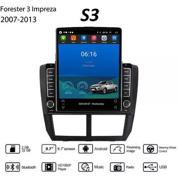 9,7-дюймовый автомобильный радиоприемник на базе Android Carplay для Subaru Forester 3 Impreza 2007-2013 Tesla, вертикальный экран, авторадио, мультимедийный плеер, 2 + 32 ГБ