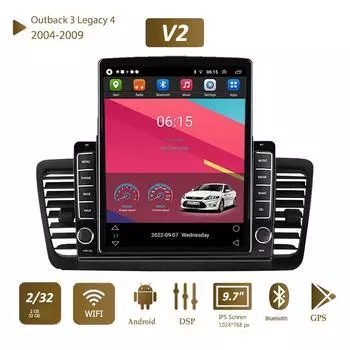 9,7-дюймовый автомобильный радиоприемник на базе Android Carplay для Subaru Outback 3 Legacy 4 2004-2009 Tesla, вертикальный экран, авторадио, мультимедийный плеер, 2 + 32 ГБ