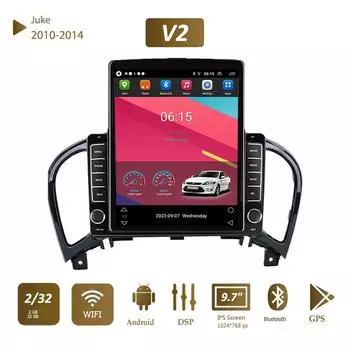 9,7-дюймовый автомобильный радиоприемник на базе Android Carplay для Nissan Juke 2010-2014 Tesla, вертикальный экран, авторадио, мультимедийный плеер, 2 + 32 ГБ