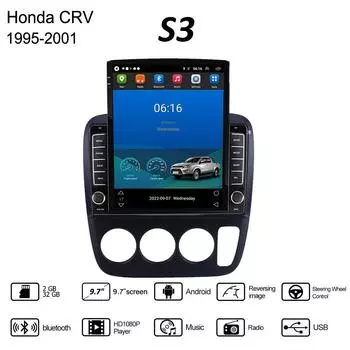 9,7-дюймовый автомобильный радиоприемник на базе Android Carplay для Honda CRV 1995-2001 Tesla с вертикальным экраном, авторадио, мультимедийный плеер, 2 + 32 ГБ