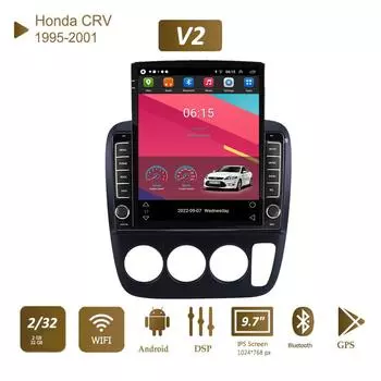 9,7-дюймовый автомобильный радиоприемник на базе Android Carplay для Honda CRV 1995-2001 Tesla с вертикальным экраном, авторадио, мультимедийный плеер, 2 + 32 ГБ