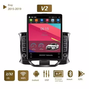 9,7-дюймовый автомобильный радиоприемник на базе Android Carplay для Lada Xray 2015-2019 Tesla, вертикальный экран, авторадио, мультимедийный плеер, 2 + 32 ГБ