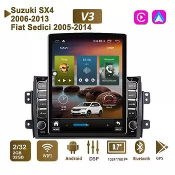 9,7-дюймовый автомобильный радиоприемник на базе Android для Suzuki SX4 2006-2013 Fiat Sedici 2005-2014 2 DIN Tesla с вертикальным экраном Carplay Авторадио Мультимедийный плеер 2 + 32 ГБ