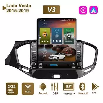 9,7-дюймовый автомобильный радиоприемник на базе Android для Lada Vesta 2015-2019, 2 DIN Tesla, вертикальный экран, авторадио, мультимедийный плеер Carplay, 2 + 32 ГБ