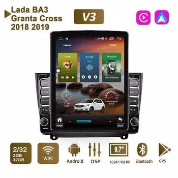 9,7-дюймовый автомобильный радиоприемник на базе Android для Lada Granta Cross 2018 2019, 2 DIN Tesla, вертикальный экран, авторадио, мультимедийный плеер Carplay, 2 + 32 ГБ