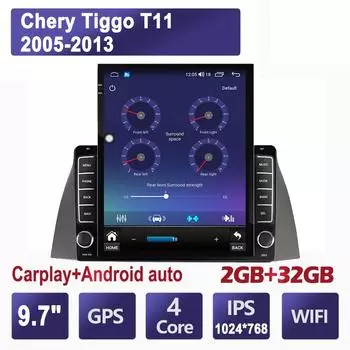 9,7-дюймовый автомобильный радиоприемник на базе Android для Chery Tiggo T11 2005-2013 2 DIN Tesla, вертикальный экран, авторадио, мультимедийный плеер Carplay, 2 + 32 ГБ