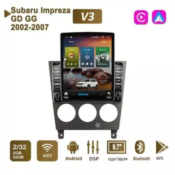 9,7-дюймовый автомобильный радиоприемник на базе Android для Subaru Impreza GD GG 2002-2007 2 DIN Tesla, вертикальный экран, авторадио, мультимедийный плеер Carplay, 2 + 32 ГБ
