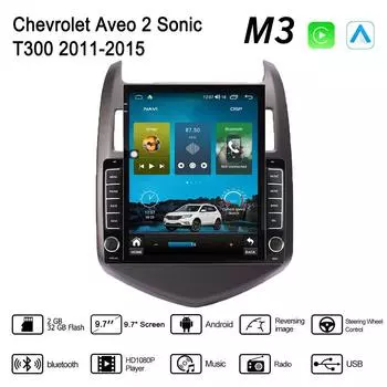 9,7-дюймовый автомобильный радиоприемник на Android для Chevrolet Aveo 2 Sonic T300 2011-2015 2 DIN Tesla с вертикальным экраном Carplay Авто Радио Мультимедийный плеер 2 + 32 ГБ