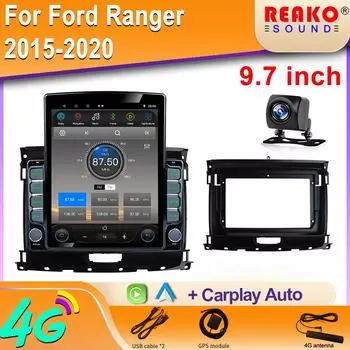 9,7-дюймовый вертикальный экран Tesla Android автомобильное радио для Ford Ranger 2015-2020 GPS навигация мультимедийный видеоплеер Carplay 8 core 2GB+32GB