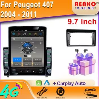 9,7-дюймовый вертикальный экран Tesla Android автомобильное радио для Peugeot 407 2004 - 2011 Carplay навигация GPS мультимедийный плеер 8 core 2GB+32GB