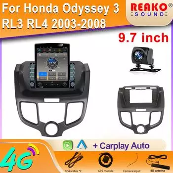 9,7-дюймовый вертикальный экран Tesla Android 12.0 для Honda Odyssey 3 RL3 RL4 2003 2008 мультимедийный проигрыватель Carplay GPS-навигация 8 core 2GB+32GB