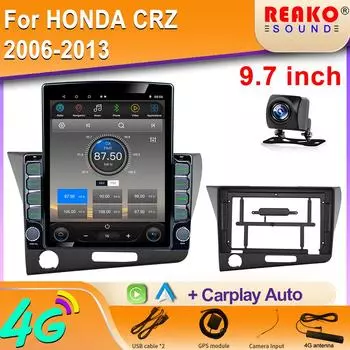 9,7-дюймовый вертикальный экран Tesla Android для HONDA CRZ 2006-2013 Автомобильный радиоприемник Carplay GPS-навигатор Мультимедийный плеер 8 core 2GB+32GB