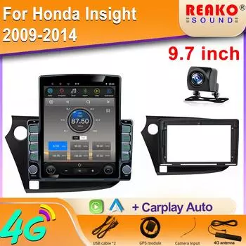 9,7-дюймовый вертикальный экран Tesla Android для HONDA INSIGHT 2009-2014 мультимедийный автомобильный радиоплеер Carplay GPS 2 Din навигация 8 core 2GB+32GB