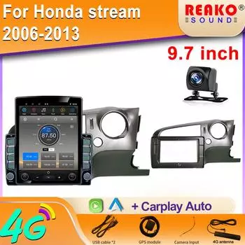 9,7-дюймовый вертикальный экран Tesla Android 12.0 для Honda stream 2006-2013 Мультимедийный автомобильный радиоприемник Carplay GPS-навигатор-плеер 8 core 2GB+32GB