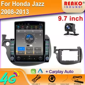 9,7-дюймовый вертикальный экран Tesla Android 12.0 автомобильное радио для Honda Fit Jazz 2007-2013 Carplay GPS навигация мультимедийный плеер 8 core 2GB+32GB