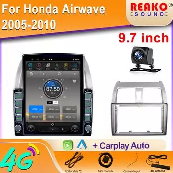 9,7-дюймовый вертикальный экран Tesla Android для Honda Airwave 2005-2010 Автомобильный радиоприемник GPS-навигатор Мультимедийный плеер Carplay 8 core 2GB+32GB