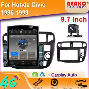 9,7-дюймовый вертикальный экран Tesla Android для Honda Civic 1996-1999 Мультимедийный автомобильный радиоприемник GPS-навигатор плеер 8 core 2GB+32GB
