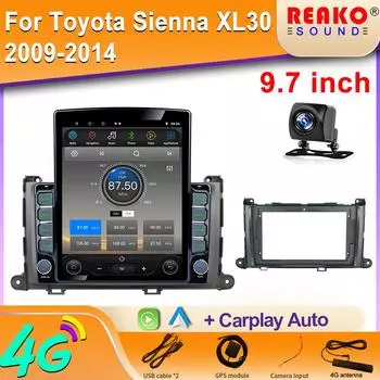 9,7-дюймовый вертикальный экран Tesla Android автомобильное радио для Toyota Sienna 2009 2014 GPS навигация мультимедийный плеер Carplay 2din 8 core 2GB+32GB