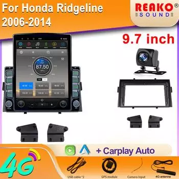 9,7-дюймовый вертикальный экран Tesla Android для Honda Ridgeline 2006-2014 мультимедийный автомобильный радиоплеер Carplay GPS-навигация 8 core 2GB+32GB