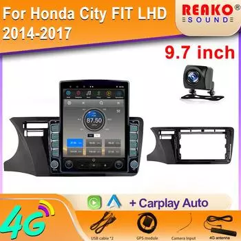 9,7-дюймовый вертикальный экран Tesla Android 12.0 автомобильное радио для Honda City FIT LHD 2014-2017 мультимедийный видеоплеер GPS-навигация 8 core 2GB+32GB