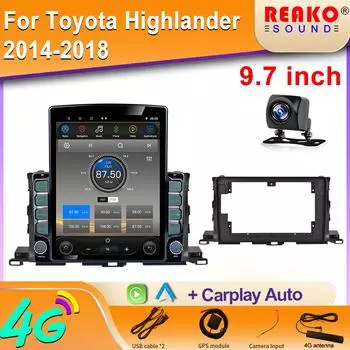 9,7-дюймовый вертикальный экран Tesla Android автомобильное радио для Toyota Highlander 2014-2018 GPS-навигация мультимедийный плеер Carplay 8 core 2GB+32GB