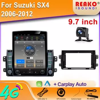 9,7-дюймовый вертикальный экран Tesla Android 12.0 автомобильное радио для Suzuki SX4 2006-2012 GPS-навигация стерео мультимедиа видеоплеер 8 core 2GB+32GB