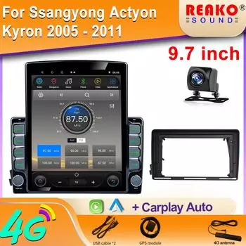 9,7-дюймовый вертикальный экран Tesla Android автомобильное радио для SsangYong Kyron Actyon 2005-2011 GPS навигация мультимедийный плеер 8 core 2GB+32GB