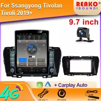 9,7-дюймовый вертикальный экран Tesla Android автомобильное радио для SsangYong Tivolan Tivoli LUVi Korando 4 2019-2022 GPS-навигатор 8 core 2GB+32GB