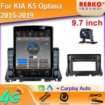9,7-дюймовый вертикальный экран Tesla Android автомобильное радио для KIA K5 Optima 2015-2019 GPS-навигация Carplay мультимедийный плеер 2din 8 core 2GB+32GB