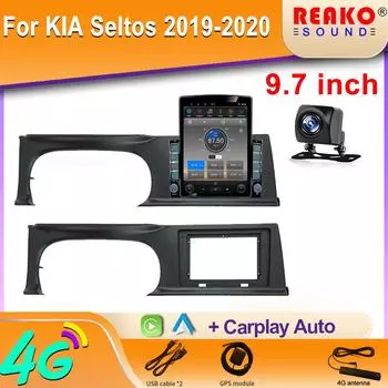 9,7-дюймовый вертикальный экран Tesla Android для KIA Seltos 2019-2020 автомобильный радиоприемник Мультимедиа Видеоплеер Навигация GPS Carplay 8 core 2GB+32GB