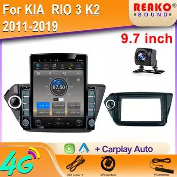 9,7-дюймовый вертикальный экран Tesla Android автомобильное радио для KIA RIO 3 K2 2011-2019 GPS-навигация Carplay мультимедийный плеер 8 core 2GB+32GB