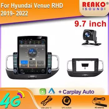 9,7-дюймовый вертикальный экран Tesla Android автомобильное радио для Hyundai Venue RHD 2019-2022 GPS навигация мультимедийный видеоплеер 8 core 2GB+32GB