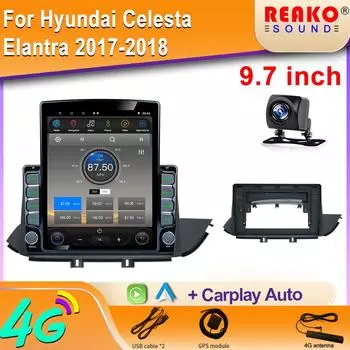 9,7-дюймовый вертикальный экран Tesla Android автомобильное радио для Hyundai Celesta Elantra 2017-2018 GPS-навигация мультимедийный плеер 8 core 2GB+32GB