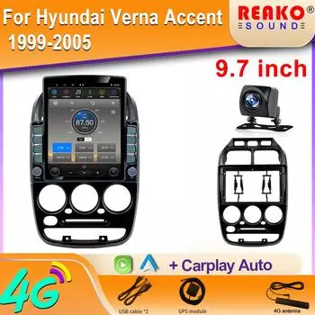 9,7-дюймовый вертикальный экран Tesla Android автомобильное радио для Hyundai Verna Accent 1999-2005 GPS навигация мультимедийный видеоплеер 8 core 2GB+32GB