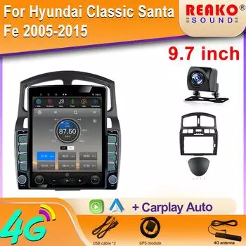 9,7-дюймовый вертикальный экран Tesla Android автомобильное радио для Hyundai Classic Santa Fe 2005-2015 мультимедийный плеер GPS-навигация 8 core 2GB+32GB