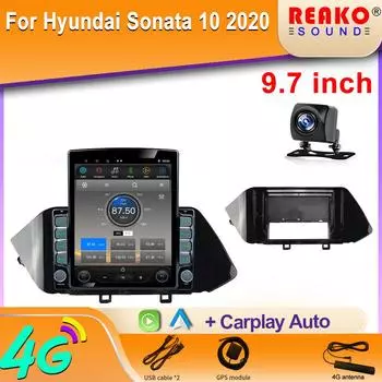 9,7-дюймовый вертикальный экран Tesla Android автомобильное радио для Hyundai Sonata 10 2020 GPS навигация мультимедиа видео экран плеер 8 core 2GB+32GB