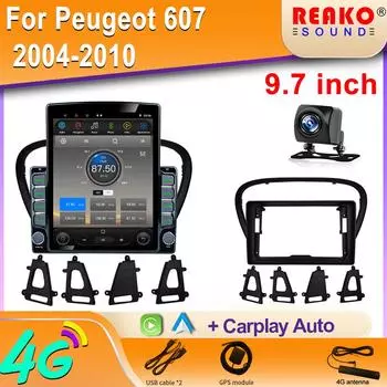 9,7-дюймовый вертикальный экран Tesla Android автомобильное радио для Peugeot 607 2004-2010 GPS-навигация мультимедийный плеер стерео экран 8 core 2GB+32GB