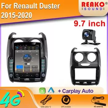 9,7-дюймовый вертикальный экран Tesla Android автомобильное радио для Renault Duster 2015-2020 мультимедийный проигрыватель стерео навигация GPS 2 din 8 core 2GB+32GB