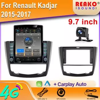 9,7-дюймовый вертикальный экран Tesla Android автомобильное радио для Renault Kadjar 2015-2017 GPS-навигация Carplay мультимедийный плеер 2Din 8 core 2GB+32GB