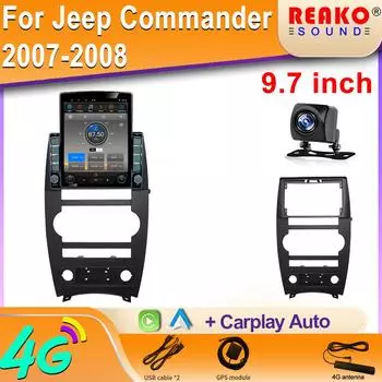 9,7-дюймовый вертикальный экран Tesla Android Car Radio для Jeep Commander XK 2007 Мультимедийный проигрыватель Навигация GPS Carplay Экран 8 core 2GB+32GB