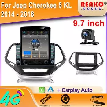 9,7-дюймовый вертикальный экран Tesla Android автомобильное радио для Jeep Cherokee 5 KL 2014 - 2018 GPS навигация мультимедийный плеер Carplay 8 core 2GB+32GB
