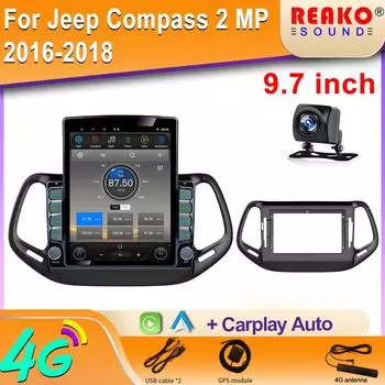 9,7-дюймовый вертикальный экран Tesla Android автомобильное радио для Jeep Compass 2 МП 2016-2018 навигация GPS Carplay мультимедийный плеер 8 core 2GB+32GB