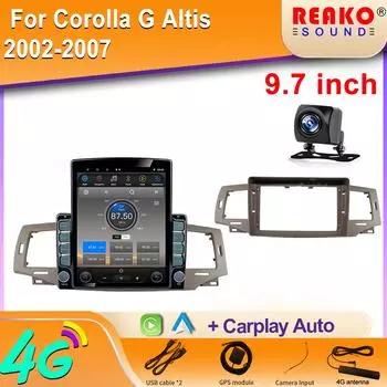 9,7-дюймовый вертикальный экран Tesla Android автомобильное радио для Toyota Corolla G Alitis 9 E120 2002-2006 GPS-навигатор 8 core 2GB+32GB