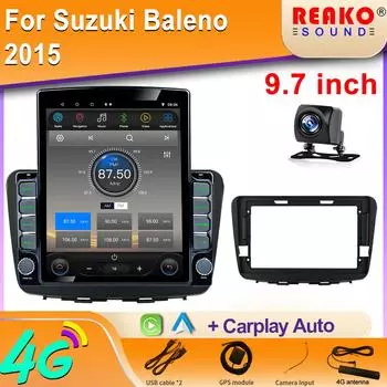 9,7-дюймовый вертикальный экран Tesla Android Car Radio для Suzuki Baleno 2015 2018 GPS-навигация Мультимедиа Видеоплеер Carplay 8 core 2GB+32GB