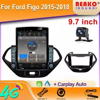 9,7-дюймовый вертикальный экран Tesla автомобильное радио для FORD FIGO ASPIR KA 2015-2020 GPS навигация мультимедийный видеоплеер Carplay 2din 8 core 2GB+32GB