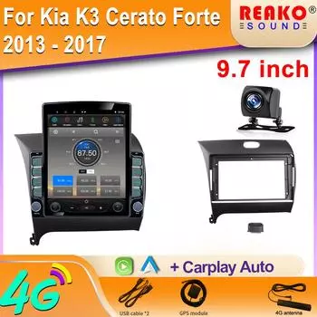 9,7-дюймовый вертикальный экран Tesla Android автомобильное радио для Kia K3 Cerato Forte 2013 - 2017 GPS-навигация мультимедийный плеер 8 core 2GB+32GB
