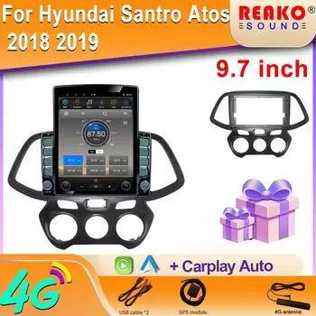 9,7-дюймовый вертикальный экран Tesla Android автомобильное радио для Hyundai Santro Atos 2018 2019 GPS-навигация мультимедийный экран плеер 8 core 2GB+32GB